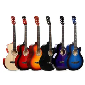 Popular Cowboy guitar 38C high quality cheap price for beginner 38inch acoustic guitar supplier strings instrument wholesale OEM