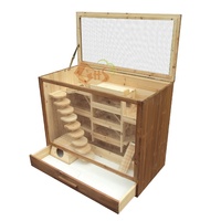 Château de Hamster en bois Petit Animal Chinchilla Hérisson Gerbille Cochon d'Inde Cage Maison