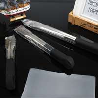 Pinces à steak en acier inoxydable épaissi avec poignées en silicone colorées - Pince alimentaire allongée pour grillades et service
