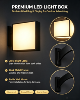 Boîte lumineuse murale LED double face en PVC pour extérieur/intérieur avec bras incurvé, personnalisable, pour enseigne de magasin ou de bureau