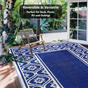 防水大型屋外ポータブルリバーシブルPP織りフロアマット屋内/屋外旅行RVキャンプ用ラグエリアラグ & セット - Product Image 3