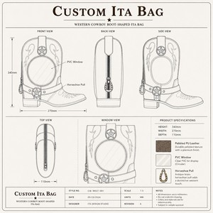 Mochila Ita <span class=keywords><strong>de</strong></span> Estilo Vaquero con Botas, Estrellas y Remaches, Costuras Blancas <span class=keywords><strong>de</strong></span> Estilo Western, Rústica, Campestre, Texana, Vintage, Bolso <span class=keywords><strong>de</strong></span> Hombro - Product Image 2
