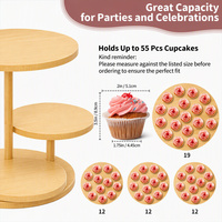 Support à cupcakes en bambou à 4 niveaux, support rotatif pour desserts, capacité de 55 cupcakes, pour fêtes, mariages et anniversaires
