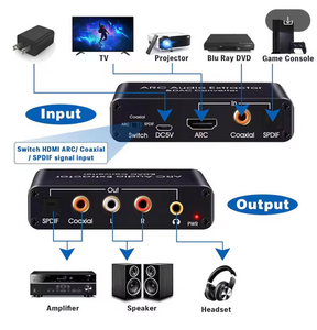 Livraison gratuite Extracteur audio ARC DAC ARC L/R Coaxial <span class=keywords><strong>SPDIF</strong></span> <span class=keywords><strong>Jack</strong></span> Extracteur Convertisseur de canal de retour, adapté pour Fiber RCA 3.5mm - Product Image 3
