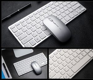 Sıcak satış ince 3 modları Bluetooth 2.4G şarj edilebilir kablosuz Mini klavye Mouse Combos Tablet PC cep telefonu için setleri - Product Image 4