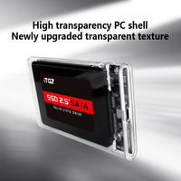 Boîtier de disque dur externe ITGZ USB 2.0 vers SATA 2,5 pouces en plastique transparent portable