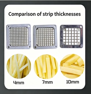 Machine de <span class=keywords><strong>découpe</strong></span> automatique électrique commerciale pour légumes et fruits 370W en acier inoxydable 304 pour la préparation de frites en restaurant - Product Image 3