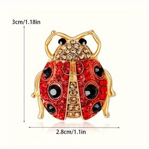 Spilla a forma di <span class=keywords><strong>scarabeo</strong></span> rosso <span class=keywords><strong>portafortuna</strong></span>, corpo in metallo artigianale con finitura a vortice dorato, chiusura a spilla di sicurezza, spilla smaltata, spilla originale da donna - Product Image 4