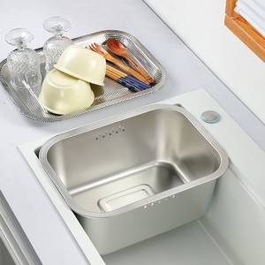 Shioyoshi Masa Stainless Steel Square <b>Kitchen</b> <b>Sink</b> Drop-In Polished Multi-Functional Dish Drainer Basin Vegetable Washing - Product Image 1