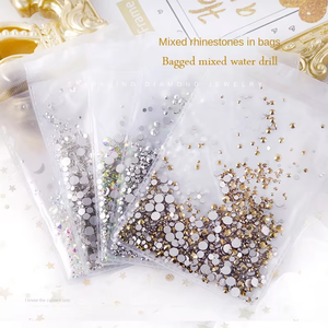 Pegatina para decoración de uñas de diamantes AB de colores mezclados, blanco, transparente, fondo plano, diamantes de imitación, joyería, Material de vidrio 3D para ropa de zapatos - Product Image 3