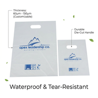 Sacs de courses écologiques personnalisés avec impression de marque, option compostable, plats, 100 % compostables à domicile et industriellement, avec poignée découpée