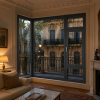 Ventanas Abatibles de Aluminio HUACAI OEM, Modernas, Antirrobo, con Aislamiento Térmico para Uso Exterior en Dormitorios