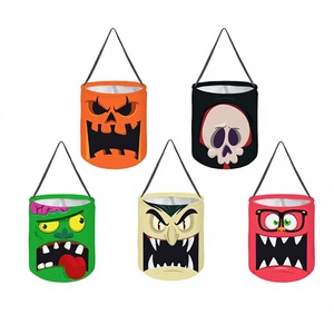 Bolsas de Halloween con Forma de Cubo y Luces LED para Niños, Disponibles al por Mayor, Decoración de Halloween, Regalos Navideños - Product Image 1