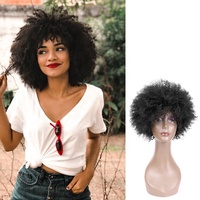 Perruque courte bouclée afro naturelle de 8 pouces, perruque complète en dentelle, prix de gros, perruques bob brésiliennes noires bon marché pour femmes