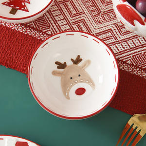 Bol en céramique Père Noël, saladier de style occidental, vaisselle, assiette de Noël en céramique - Product Image 3