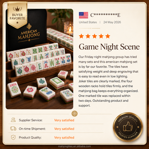 Ensemble <span class=keywords><strong>de</strong></span> Mahjong Américain Premium 166 Tuiles en Mélamine avec Supports et Poussoirs Tout-en-un pour Adultes Soirée <span class=keywords><strong>de</strong></span> Jeu en Famille Vente en Gros - Product Image 5