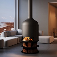 Cheminée suspendue circulaire haut de gamme personnalisée avec un design contemporain pour une utilisation en intérieur dans les maisons et les villas, brûlant du bois de chauffage
