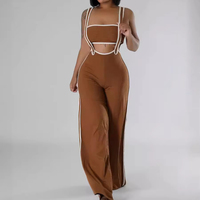 Combinaison camisole ample à la mode européenne et américaine jumelée à un haut sans bretelles ensemble deux pièces