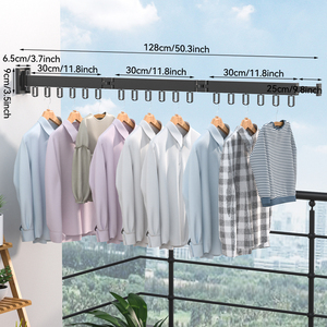 Montaje en pared Balcón Edredón Ropa Secado Gancho plegable <span class=keywords><strong>Armario</strong></span> <span class=keywords><strong>Tendedero</strong></span> Aluminio Plegable Perchas de ropa extendidas - Product Image 4