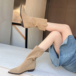 Cialisa Western Leisure Khaki Suede stivale da Cowboy in vera pelle <span class=keywords><strong>stivali</strong></span> da donna autunno inverno <span class=keywords><strong>neri</strong></span> scarpe da donna 2022 - Product Image 5