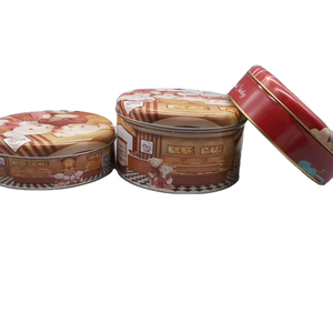 Round Christmas Cookie Tins Box custom Red Metal Candy Boxes Gold Berry Decor Tinplate Empty Tins Jar Xmas Nesting Gift Box