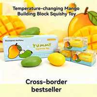 Fruit Food Knijp Speelgoed Mango Temperatuurgevoelige Kleurveranderende Mango Bouwblok Knijp Speelgoed Stress Verlichting Fidget Speelgoed