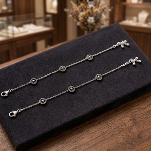 925 Silver Anklet Pair Traditional <b>Oxidized</b> Silver Payal for Women Sterling Silver Chain Anklets Handmade Ethnic Foot Jewelry - Product Image 1