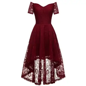 Luxurious Sexy Red Dresses Lady Women Clothing Evening Elegant Wedding Party 1 Piece Lace Woven Short Strapless Empire 2-5 Days