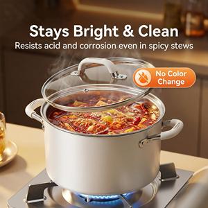 <span class=keywords><strong>Olla</strong></span> <span class=keywords><strong>de</strong></span> Sopa Metálica <span class=keywords><strong>de</strong></span> 4 Capas, con Interior <span class=keywords><strong>de</strong></span> Titanio y Cerámica, Acero Inoxidable, Antiadherente, con Tapa <span class=keywords><strong>de</strong></span> Vidrio Templado y Silicona - Product Image 4