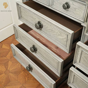 خزانة ذات 8 أدراج لتخزين الأثاث الأوروبي العتيق من الخشب الصلب، طاولة مدخل ومرآة لغرفة المعيشة - Product Image 3