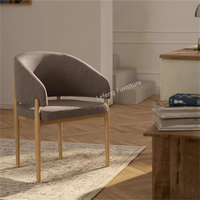 Chaise de salle à manger moderne en bois massif avec revêtement en velours/lin, dossier confortable pour la maison, le salon