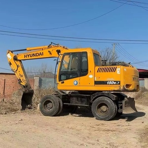 Excavatrice Hyundai 150w-7 d'occasion en bon état, excavatrice hydraulique sur roues d'occasion, Hyundai 150w-7 220 155 210 225 330 d'occasion - Product Image 1