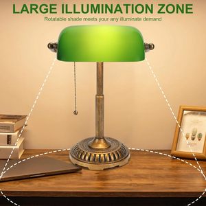 Lámpara de Escritorio Vintage <span class=keywords><strong>Verde</strong></span> con Interruptor de Cable y Batería, Iluminación Minimalista para Oficina en Casa, <span class=keywords><strong>Biblioteca</strong></span>, Piano - Product Image 3