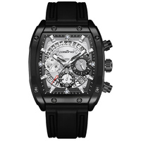 Jam Tangan Sport Quartz Pria Grosir Pabrik, Casing Barel, Kalender Skeleton, Stopwatch, Harga Murah