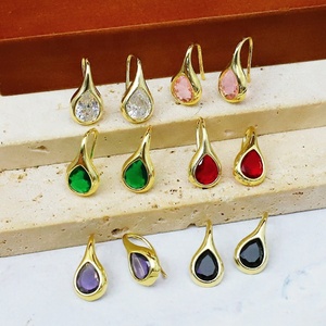 ต่างหูคริสตัลเพทายหลากสี ดีไซน์เรียบหรู ทรงกลม สำหรับผู้หญิง - Product Image 3