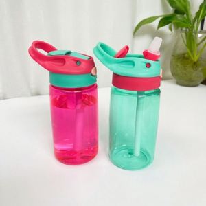 Bouteille d'eau en plastique transparente pour enfants de 480 ml avec paille - Sans BPA et compatible lave-vaisselle - Idéale pour l'école - Product Image 4