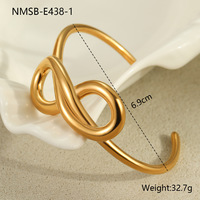 Bracelet ouvert lignes minimalistes nœud entrelacé abstrait, acier inoxydable doré 18K, usage quotidien femme