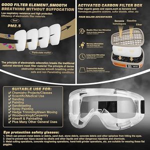 Half Face Respirator <b>Mask</b> With Organic Vapor Filter Cartridge KN95 Reusable For Chemicals Paints Pesticides Formaldehyde - Product Image 5