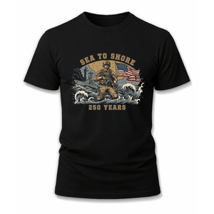 Sea to Shore - 250 Years Anniversary - T-shirt patriotique pour soldat militaire américain, drapeau américain, T-shirts de la liberté du 4 juillet - Product Image 1