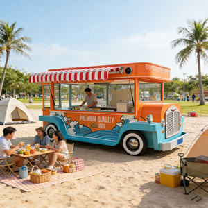 Véritable wagon-restaurant de type usine, couleurs personnalisables, camion de restauration rapide BBQ, chariot mobile de vente de pizzas - Product Image 1