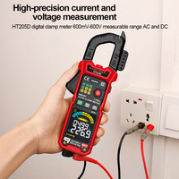 HABOTEST HT205D Pince ampèremétrique True RMS AC/DC 600A, mesure du courant de démarrage, NCV, testeur de température et de capacité, sélection automatique de la plage, 6000 points de lecture, pour moteurs