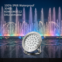 Buse de fontaine LED submersible en acier inoxydable IP68 étanche basse tension 24V 300mm RGBW pour éclairage paysager de piscine sous-marin