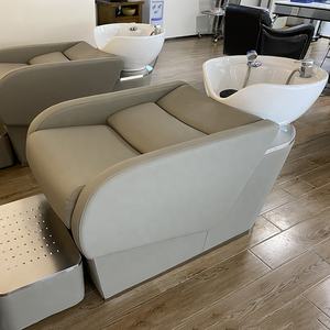 Fabrika toptan ergonomik tasarım <span class=keywords><strong>Salon</strong></span> şampuan istasyonu, <span class=keywords><strong>Salon</strong></span> saç yıkama sandalyeleri, seramik kase ile PU deri şampuan yatak - Product Image 2