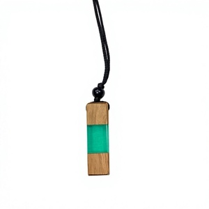 Collar Colgante de Madera Natural y Resina con Efecto Océano Azul, Engaste de Bisel, Moderno para Regalo, Uso Diario, Collar con Patrón de Mármol - Product Image 1