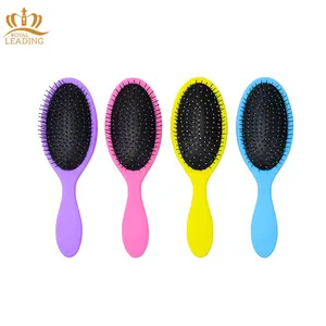 Custom Logo Plastic Handle Detangling Brush Paddle Cushion Nylon Boar Bristle Hair Brush Curly Thick Wet And Dry Hair Comb