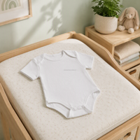 Mono de bebé OEM de fábrica, 100% algodón, manga corta, para recién nacido, unisex, liso, venta al por mayor, exportación