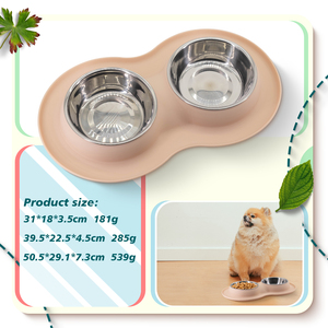 Mangeoire en acier inoxydable pour petit, moyen et grand chien avec tapis de nourriture en silicone antidérapant et anti-débordement Bols et mangeoires pour animaux de compagnie faciles à nettoyer - Product Image 3