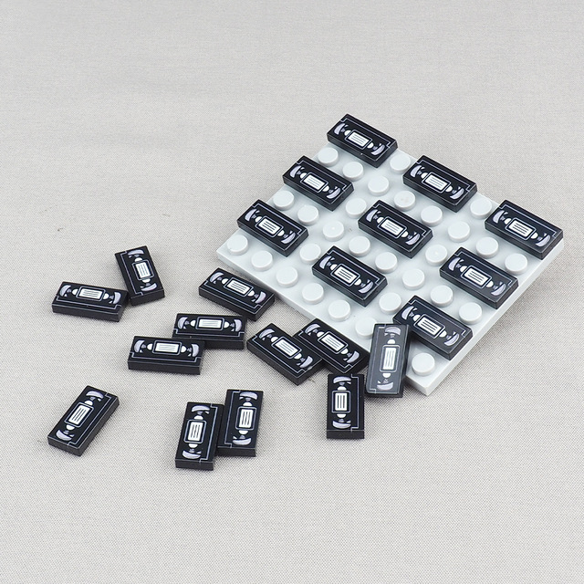 3069 Video Recording Vhs Tape-printed Building Block Pattern Scene Model Equipment Accessories for Small-piece Assembly Play