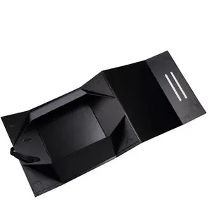 Paper Box With Ribbon Foldable Luxury Rigid Cardboard Customised Packaging Boxes Paper Clothing Gift Box Packaging Ribbon Handle Box