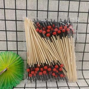 Bamboo Skewers With Red Beads 2.0mm-3.0mm Diameter For <b>Cake</b> <b>Decorating</b> Birthday Party <b>Supplies</b> Disposable Round Shape - Product Image 1